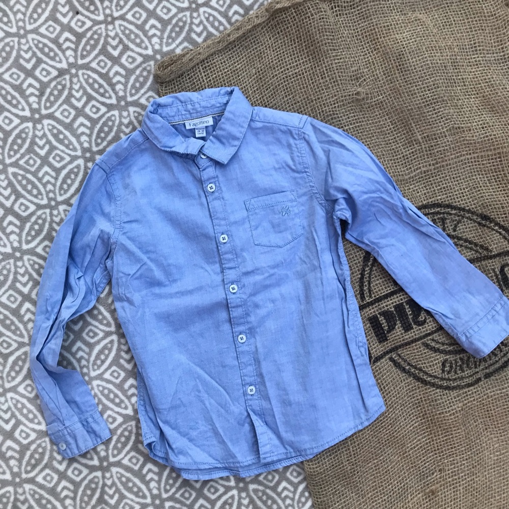 Toddler Boys Oxford Blue Button-Down Shirr 24M